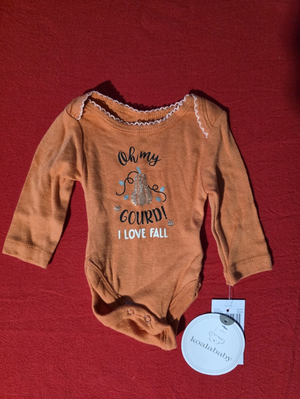 Koala Baby Orange Long-Sleeve One-Piece Bodysuit - 'Oh My Gourd'